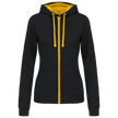 K467 - Sweat-shirt zippé capuche contrastée femme - Occifloc