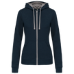 K467 - Sweat-shirt zippé capuche contrastée femme - Occifloc