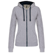 K467 - Sweat-shirt zippé capuche contrastée femme - Occifloc