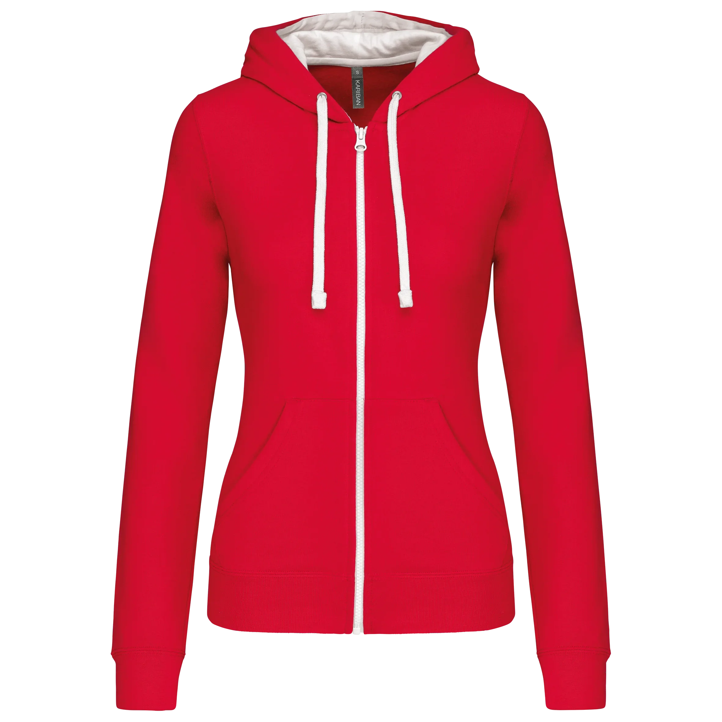 K467 - Sweat-shirt zippé capuche contrastée femme - Occifloc
