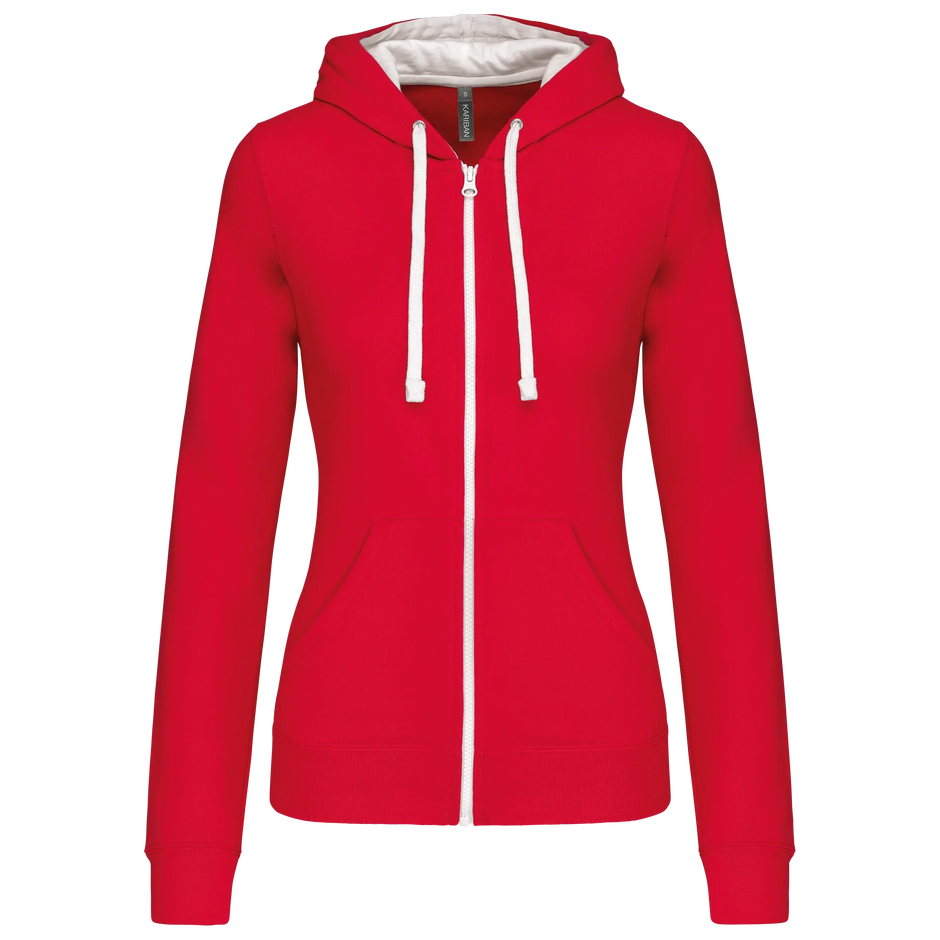 K467 - Sweat-shirt zippé capuche contrastée femme - Occifloc