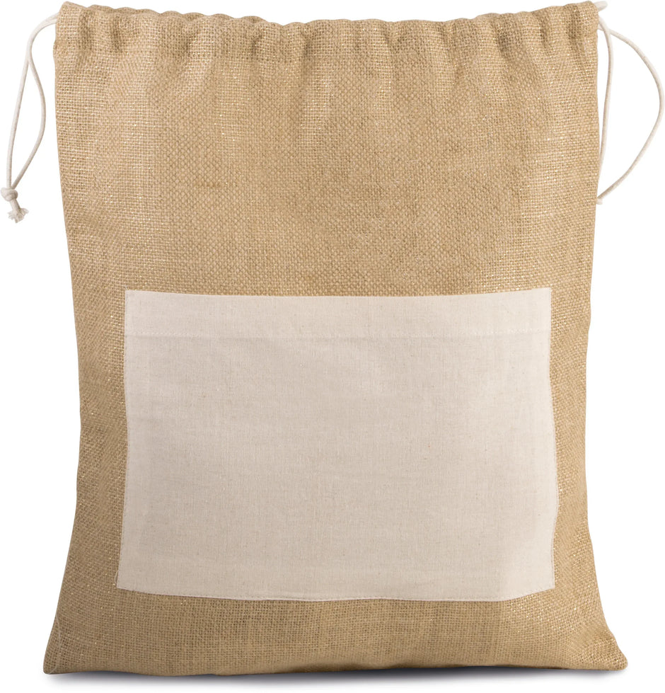 KI0239 - Sac en toile de jute avec cordelettes - Occifloc