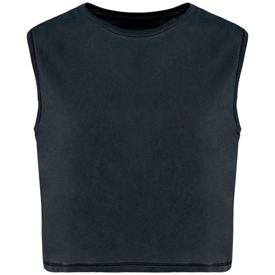 NS342 - T-shirt écoresponsable crop sans manche femme - Occifloc