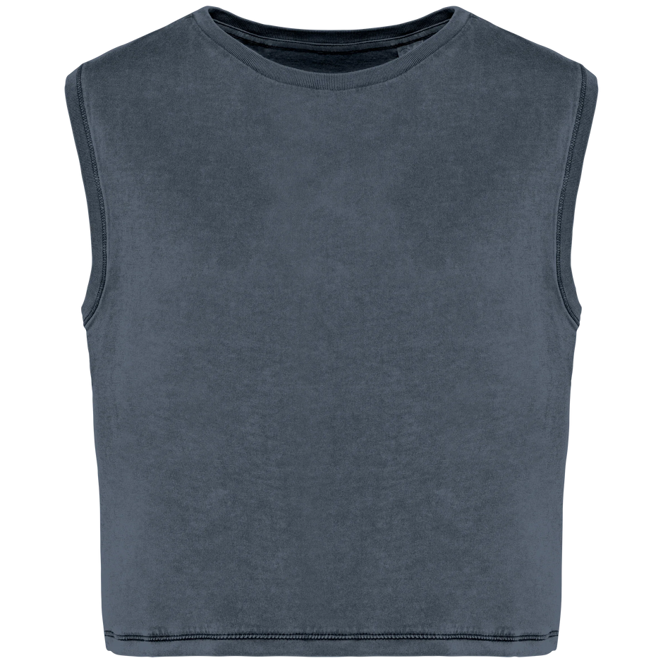 NS342 - T-shirt écoresponsable crop sans manche femme - Occifloc