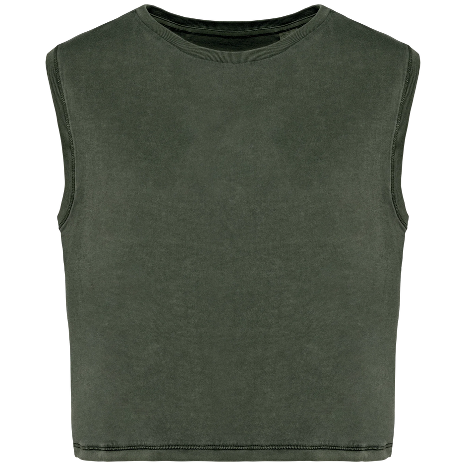 NS342 - T-shirt écoresponsable crop sans manche femme - Occifloc