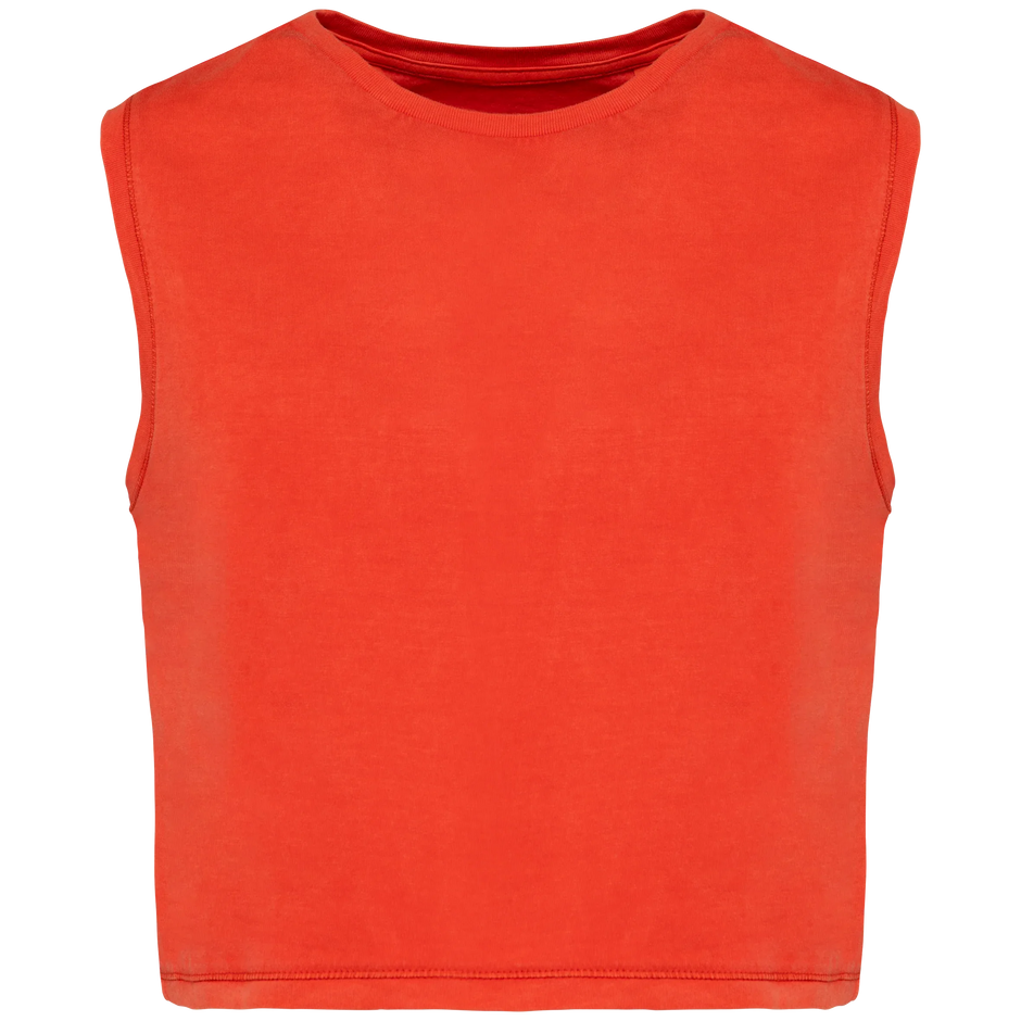 NS342 - T-shirt écoresponsable crop sans manche femme - Occifloc