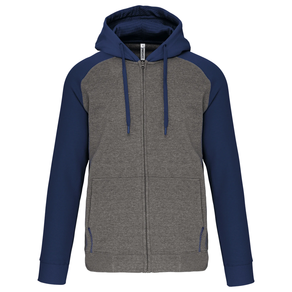 PA380 - Veste molleton zippée capuche bicolore unisexe - Occifloc