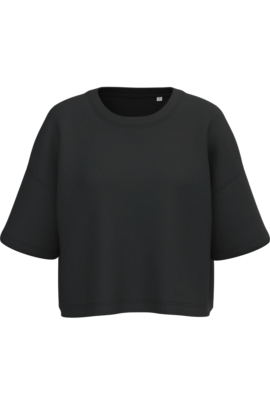 PA394 - Sweat-shirt crop à manches courtes col rond femme - Occifloc