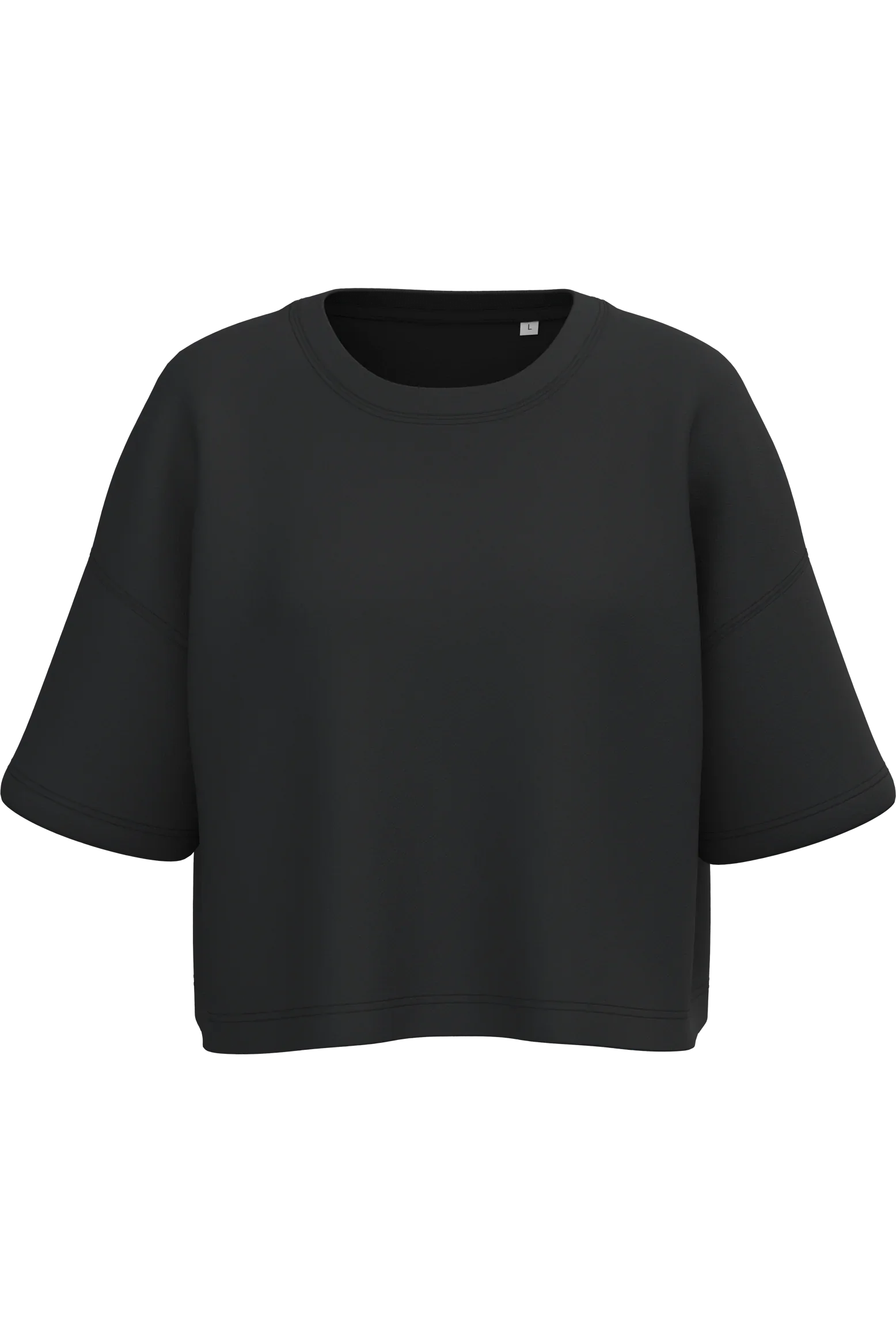 PA394 - Sweat-shirt crop à manches courtes col rond femme - Occifloc