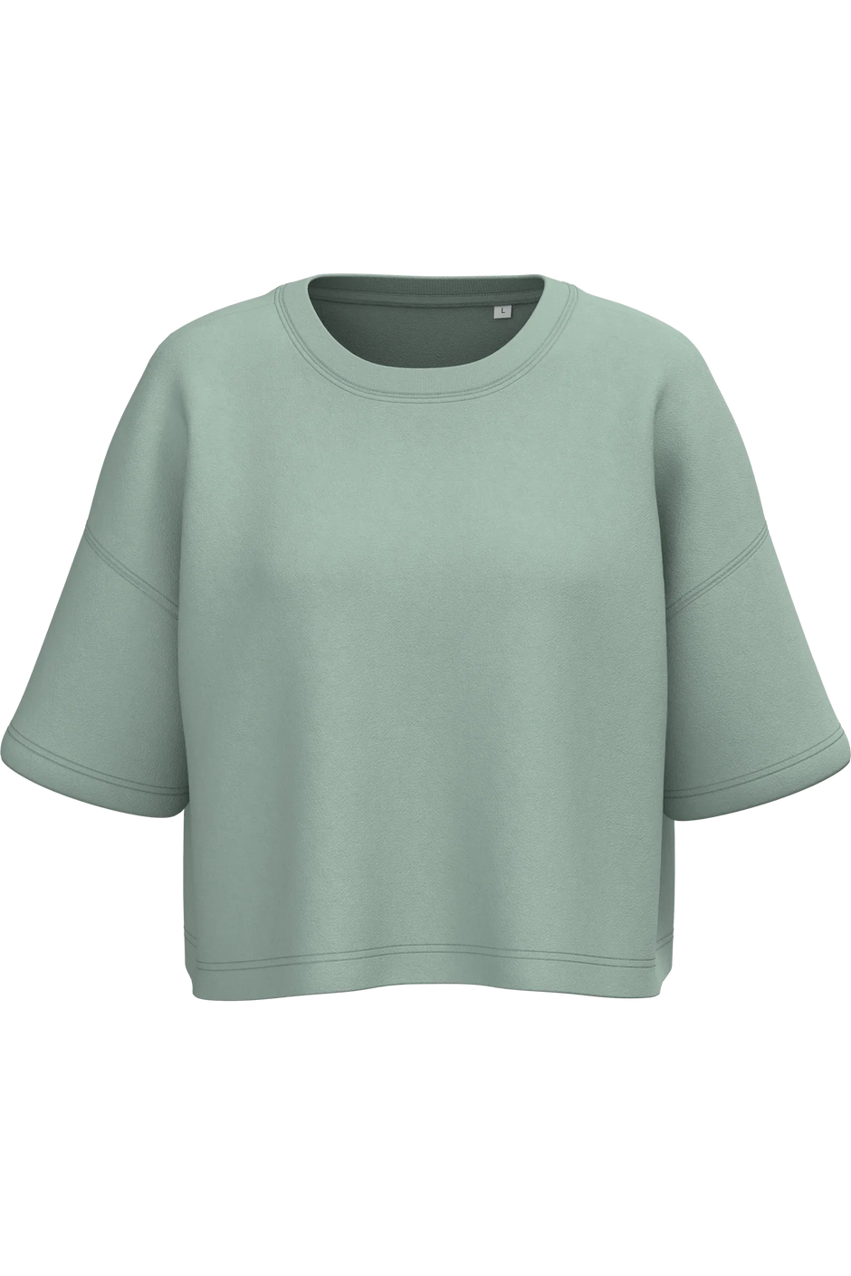 PA394 - Sweat-shirt crop à manches courtes col rond femme - Occifloc