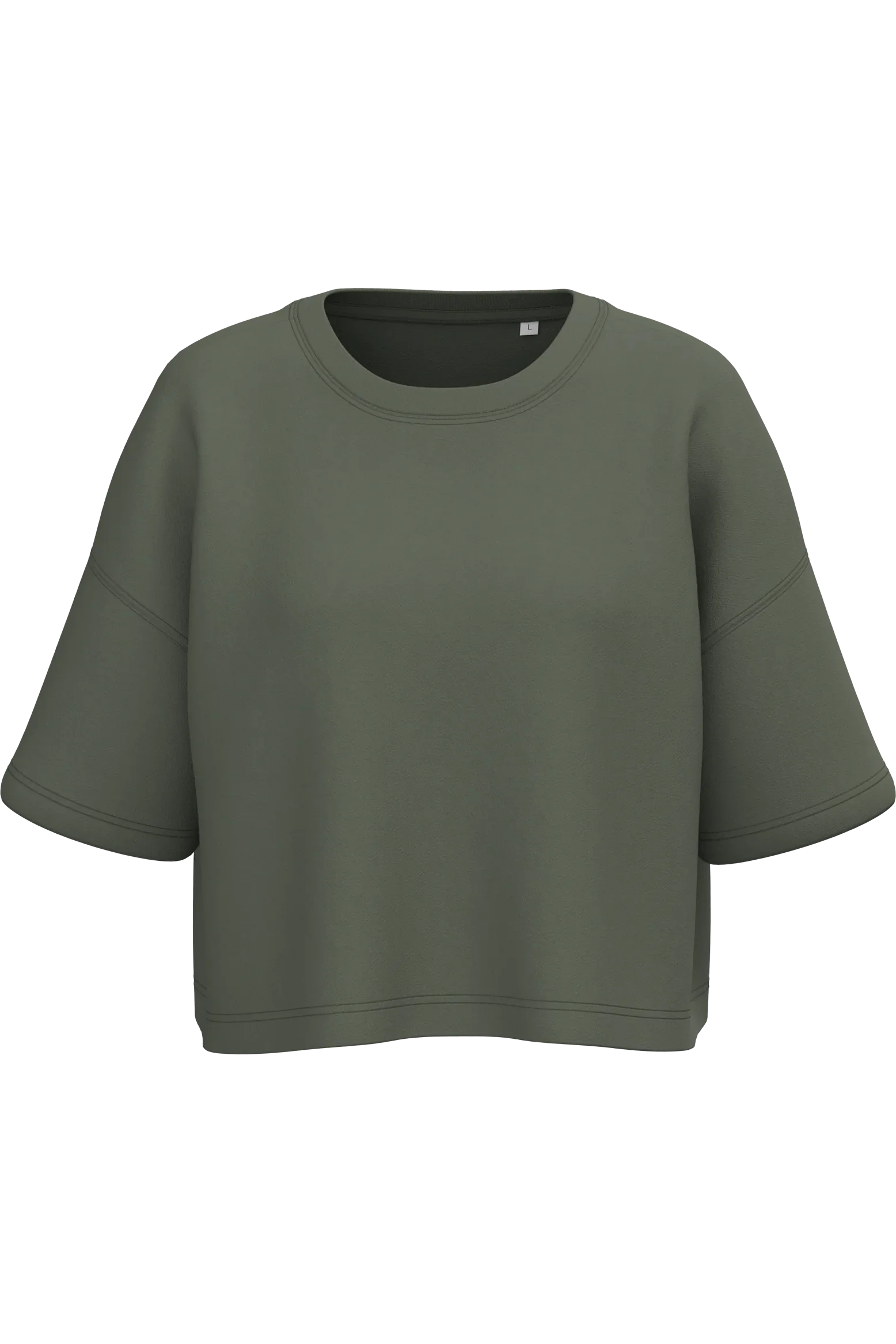PA394 - Sweat-shirt crop à manches courtes col rond femme - Occifloc