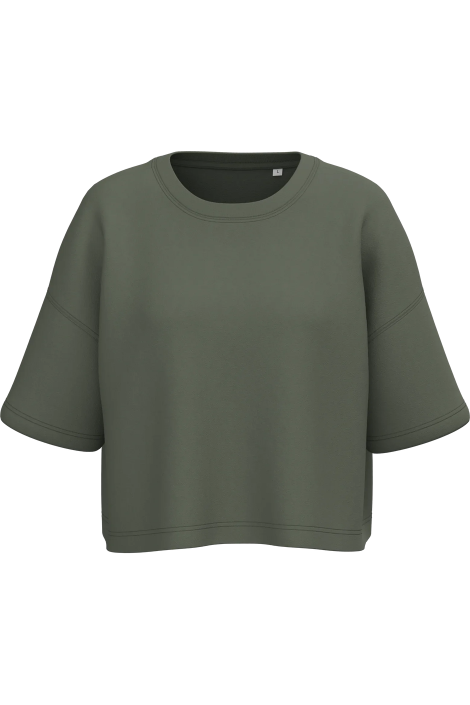 PA394 - Sweat-shirt crop à manches courtes col rond femme - Occifloc