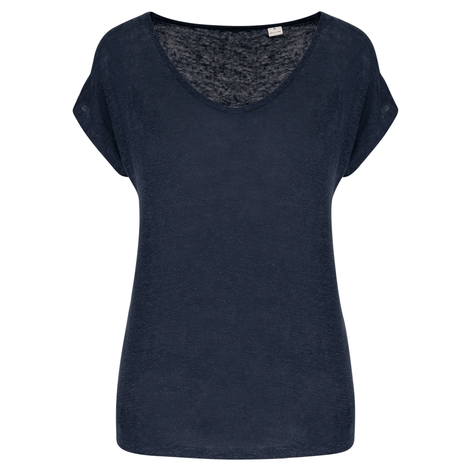 SP321 - T-shirt col V en lin femme Spasso