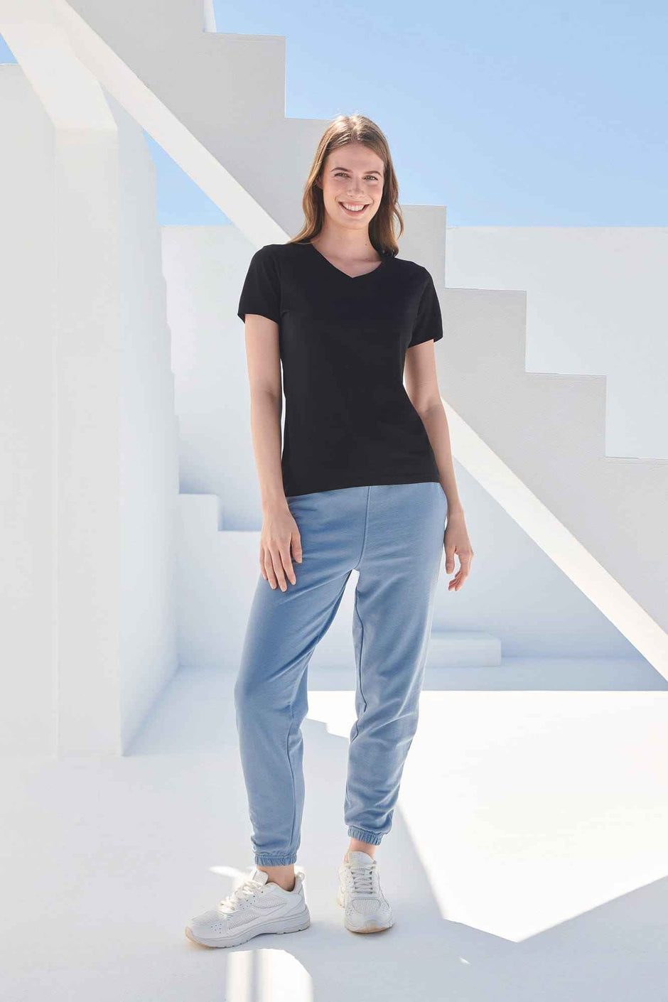 SK122 - T-shirt femme col v Feel Good SF Clothing