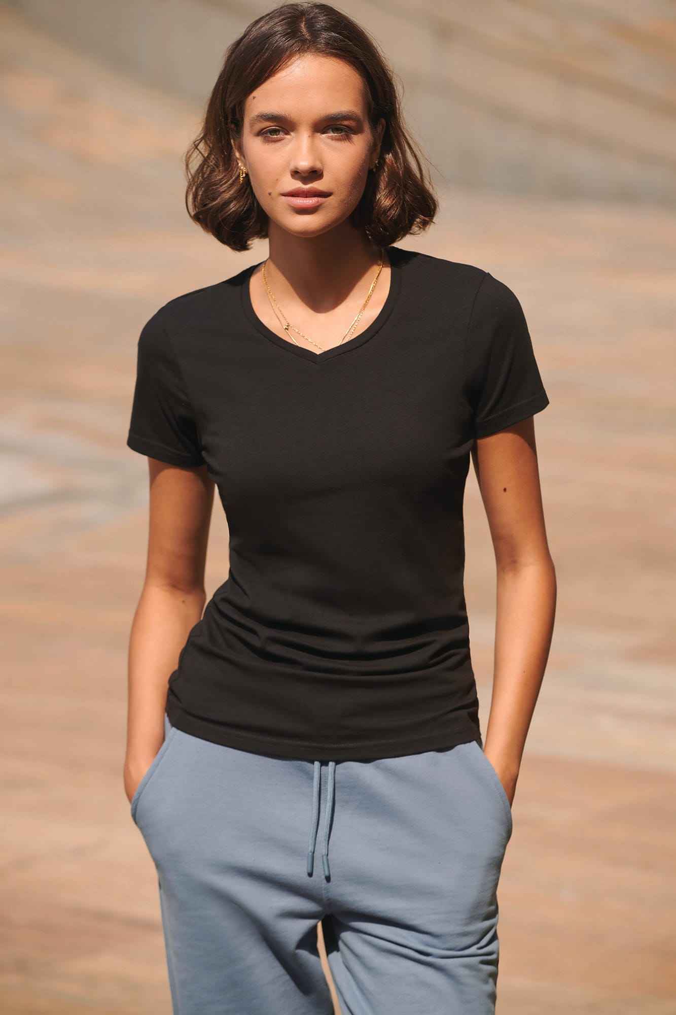 SK122 - T-shirt femme col v Feel Good SF Clothing