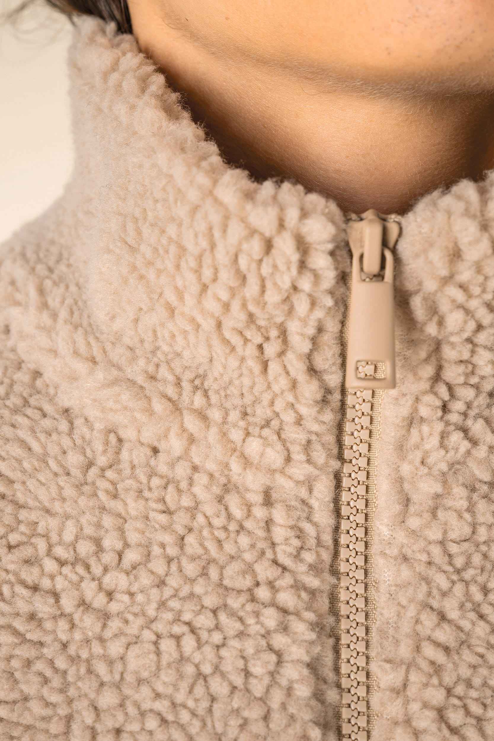 SP403 - Sweat-shirt 1/4 zip à épaules tombantes en sherpa unisexe