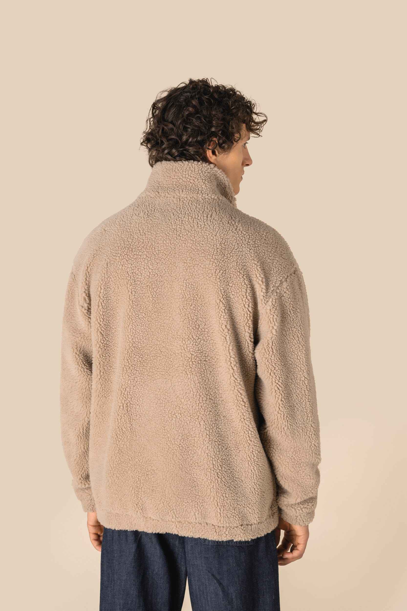 SP403 - Sweat-shirt 1/4 zip à épaules tombantes en sherpa unisexe