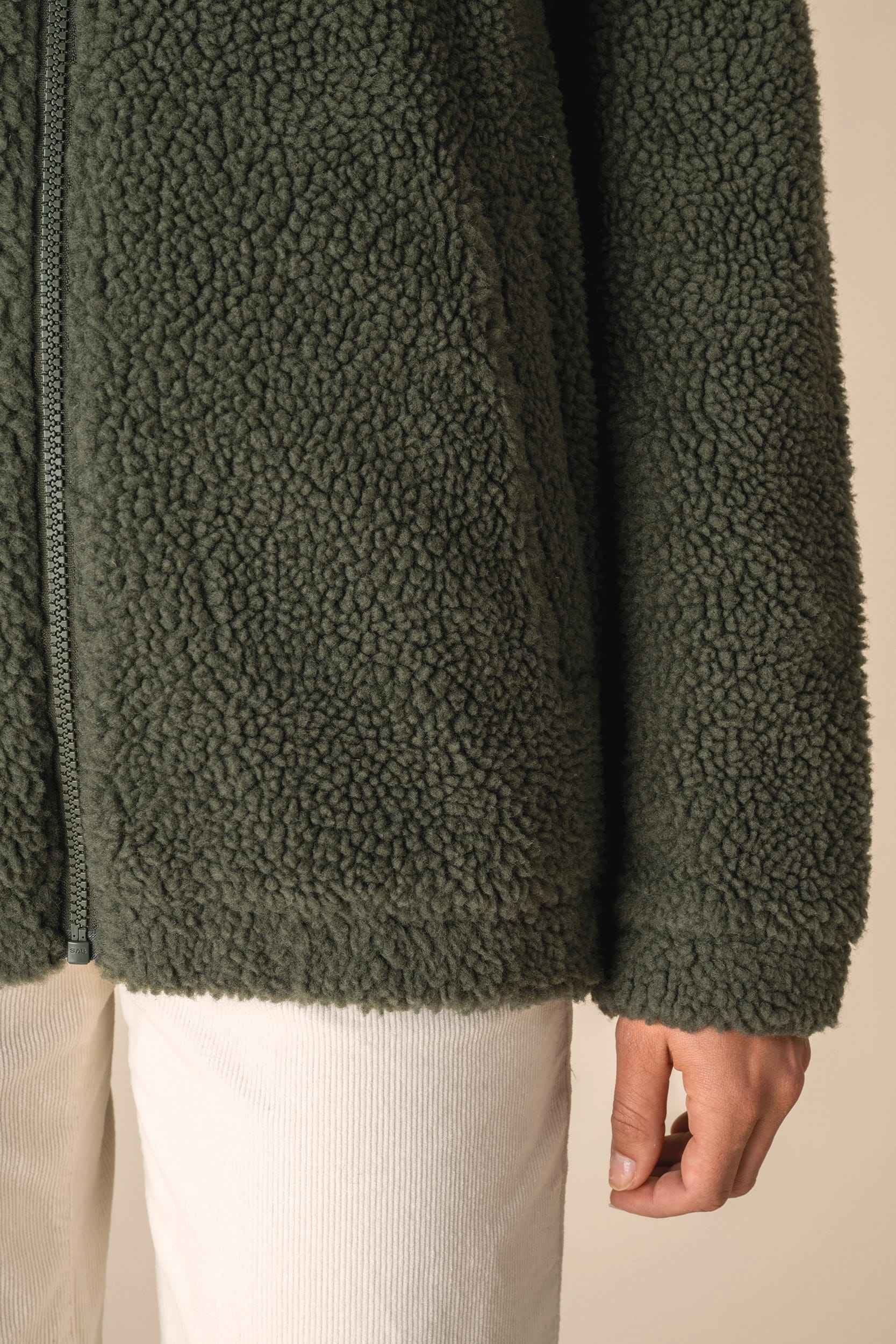 SP404 - Sweat-shirt zippé à épaules tombantes en sherpa unisexe