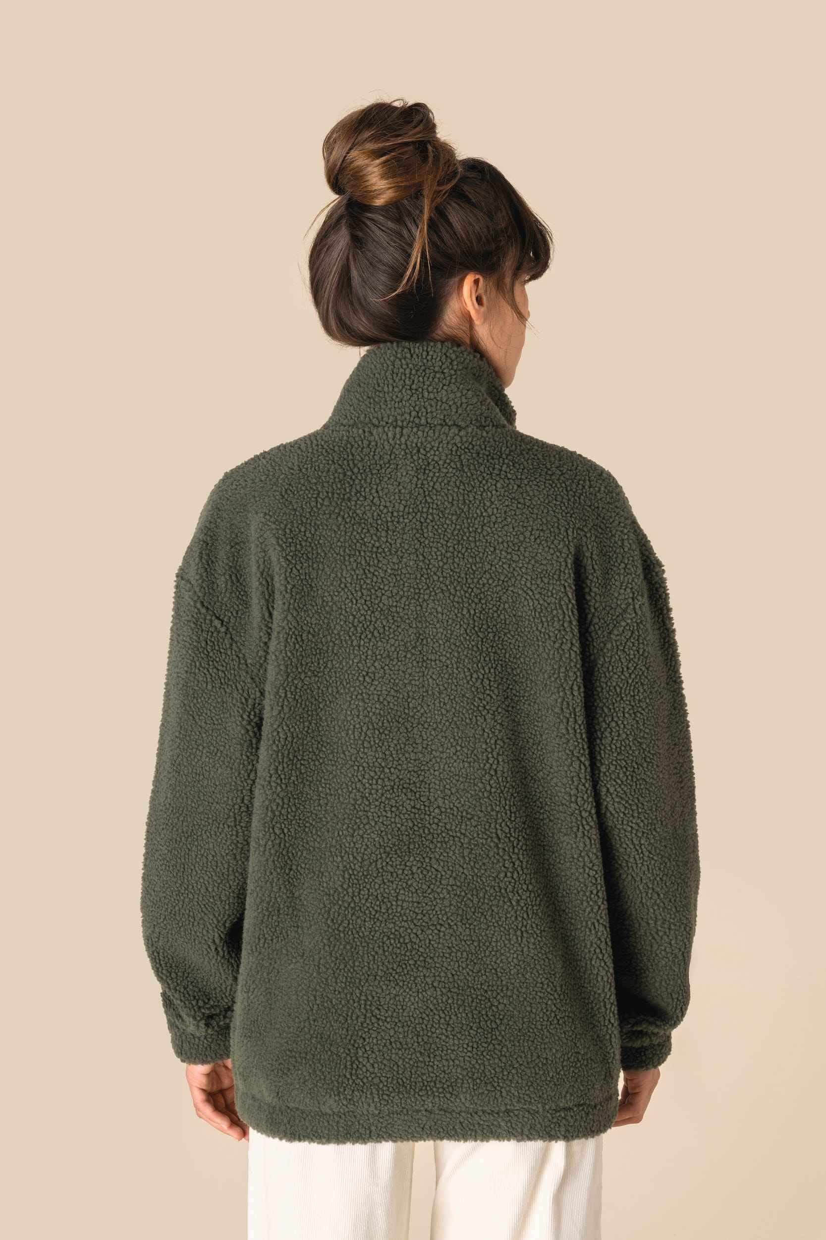 SP404 - Sweat-shirt zippé à épaules tombantes en sherpa unisexe