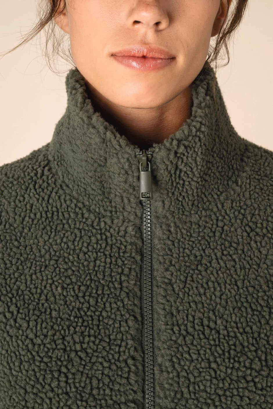 SP404 - Sweat-shirt zippé à épaules tombantes en sherpa unisexe