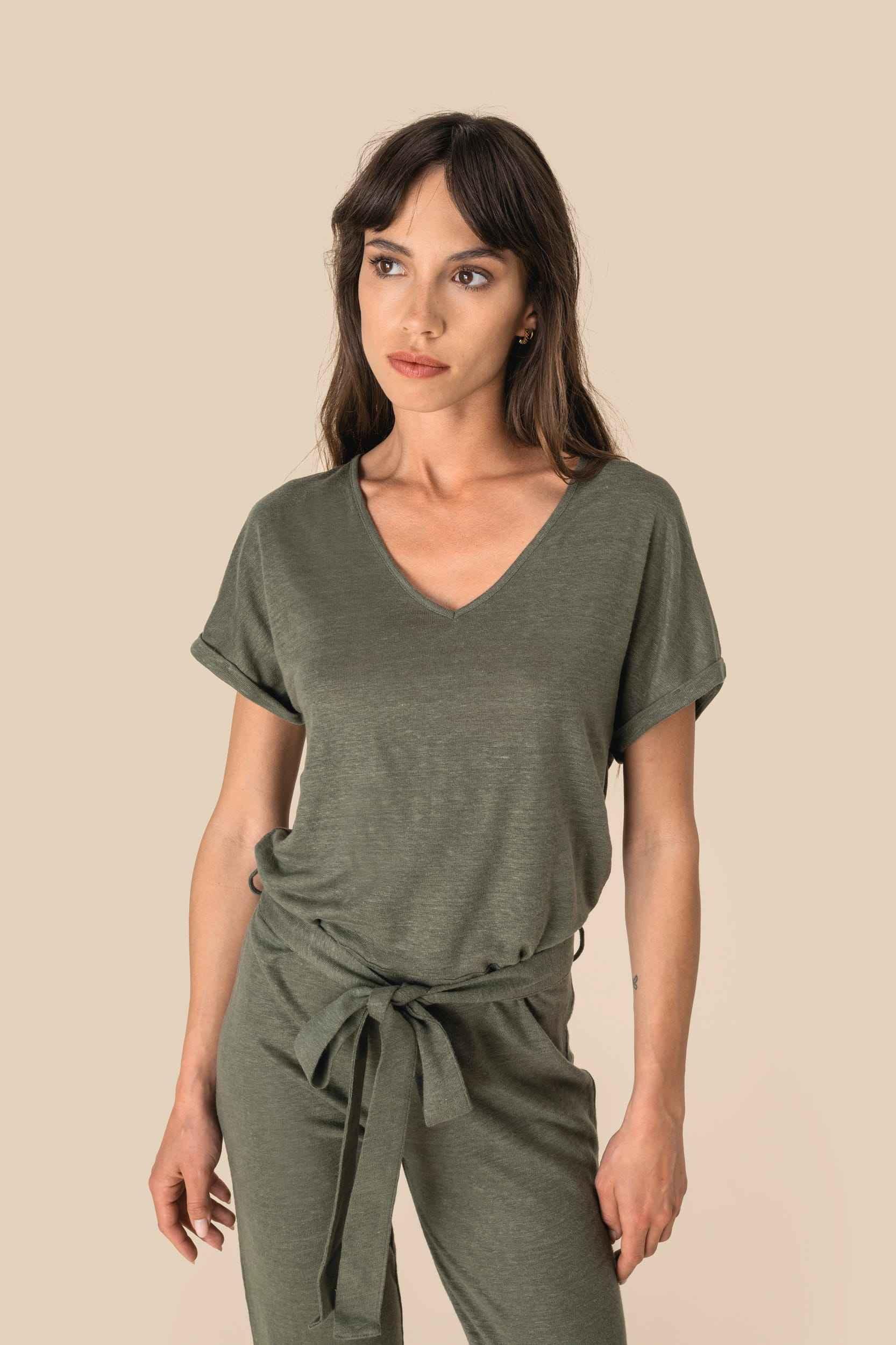 SP5004 - Combinaison en maille manches courtes en lin femme - Occifloc