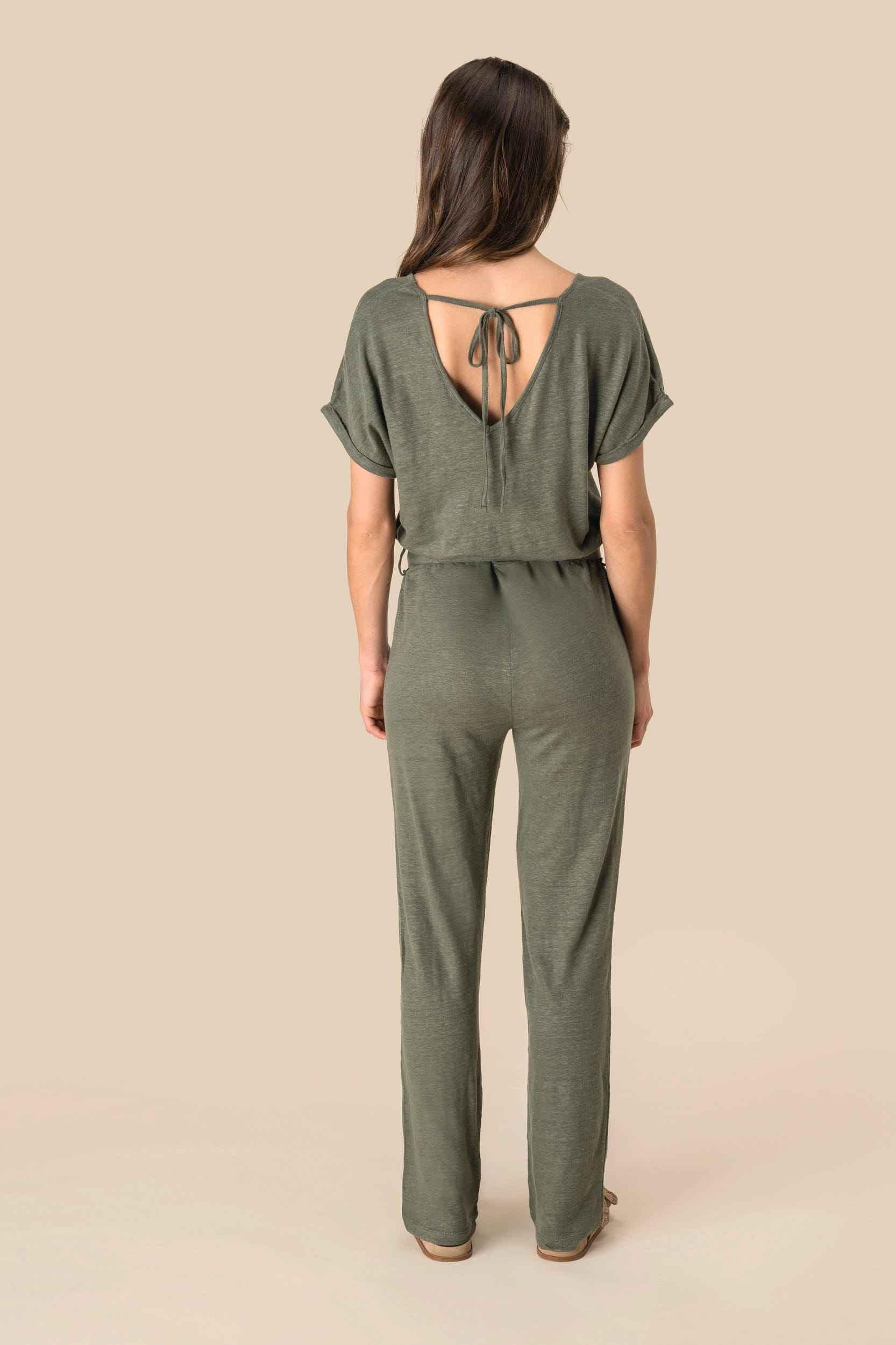 SP5004 - Combinaison en maille manches courtes en lin femme - Occifloc