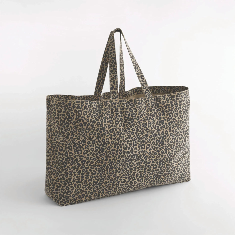 W336 - Sac cabas oversize en toile imprimé léopard - Occifloc