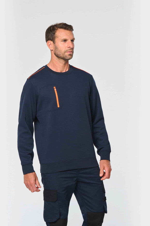 WK403 - Sweat-shirt Day To Day zip poche contrastée unisexe