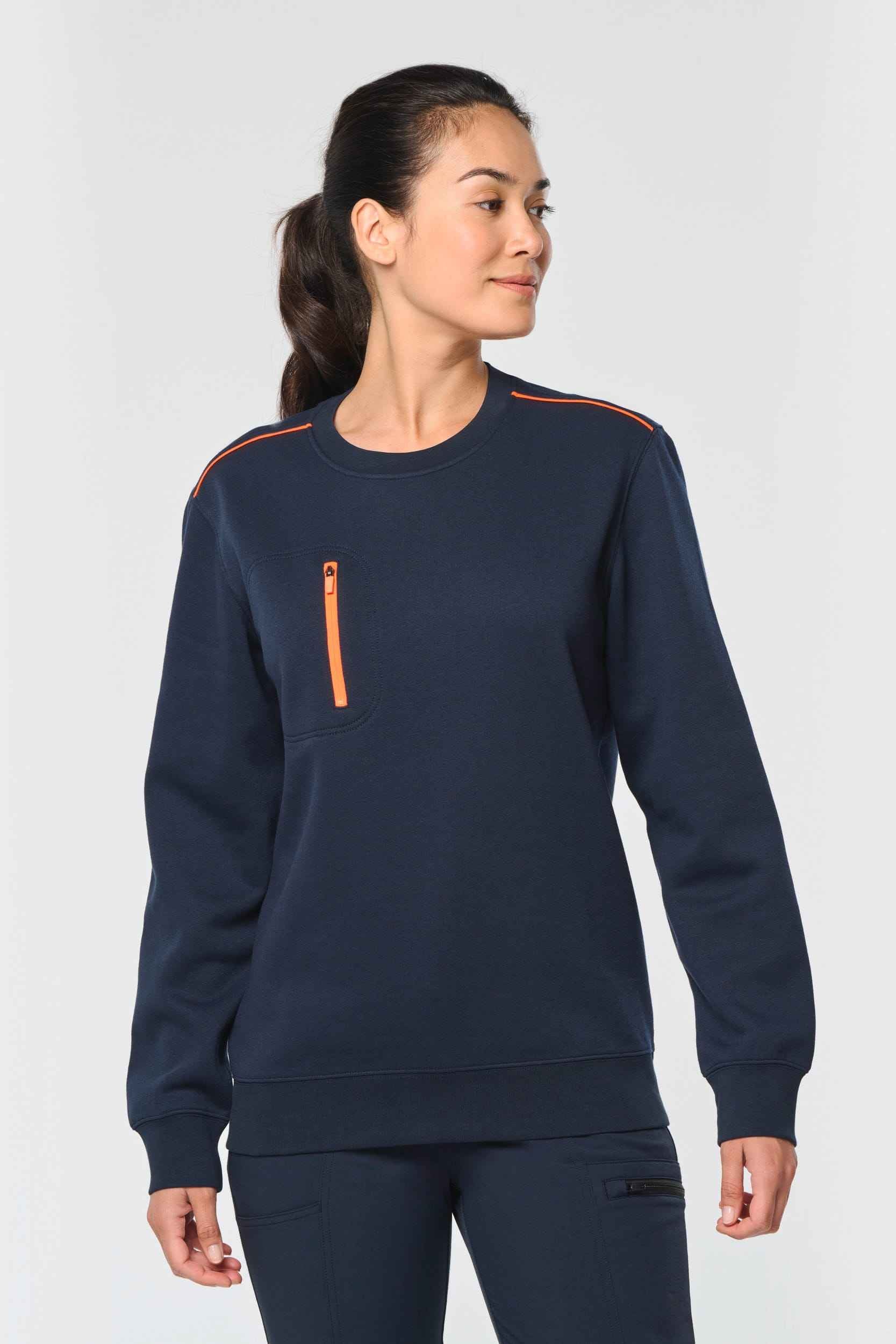 WK403 - Sweat-shirt Day To Day zip poche contrastée unisexe