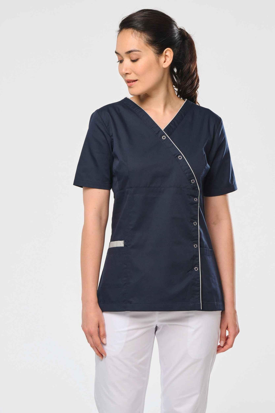 WK506 - Blouse polycoton avec boutons-pression femme - Occifloc