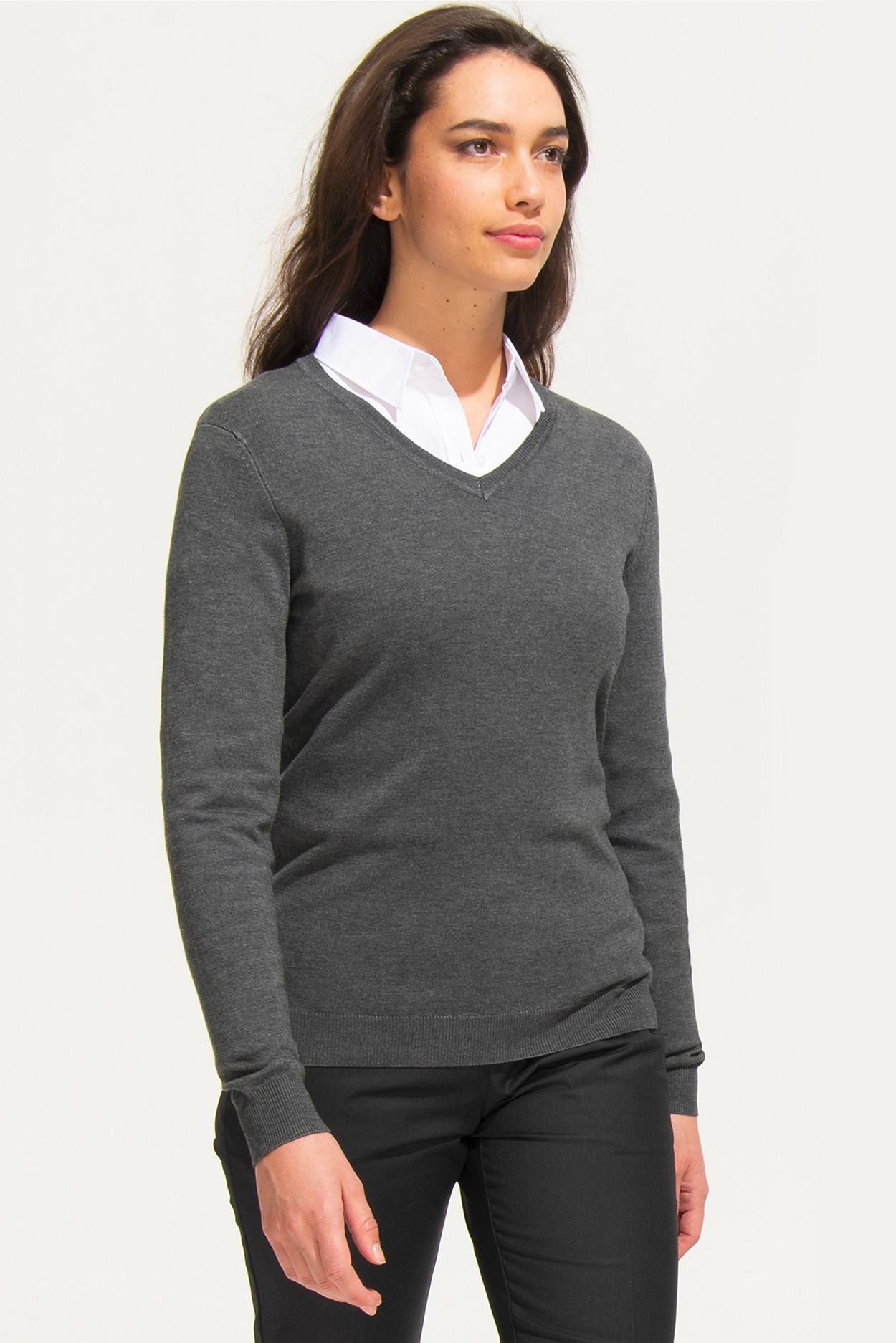 Pull SOL'S GLORY FEMME, col V, viscose/polyamide.