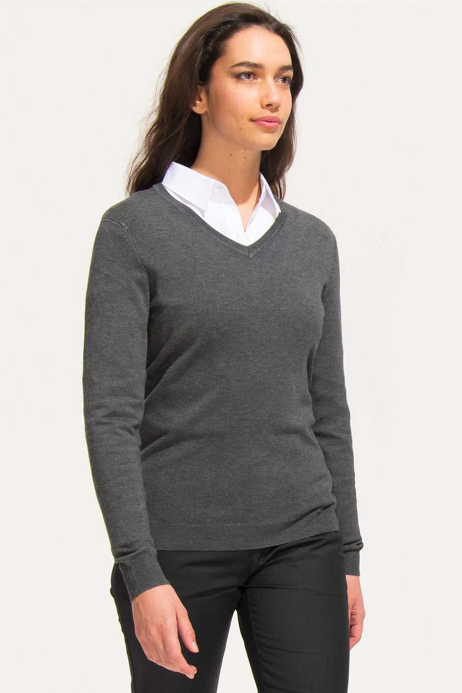 Pull SOL'S GLORY FEMME, col V, viscose/polyamide.