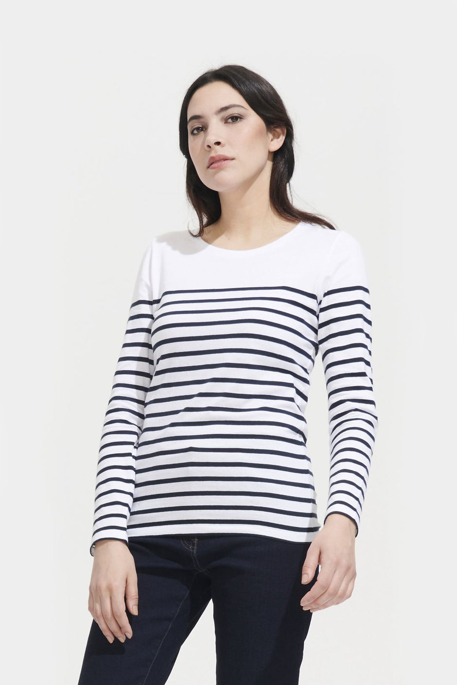 T-shirt femme SOL'S Matelot LSL, coton, rayures.