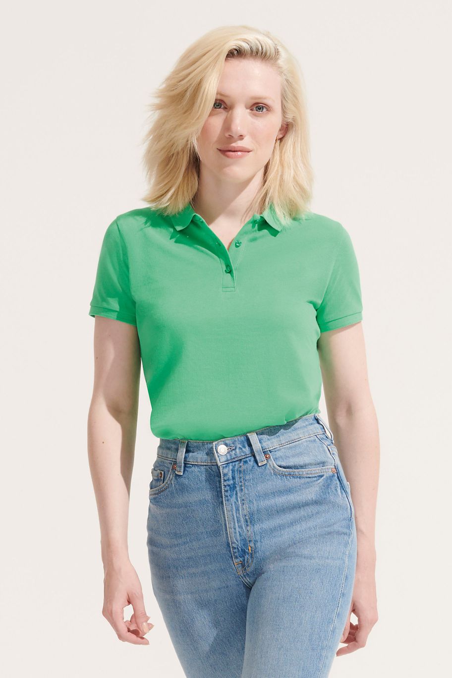 Polo femme SOL'S PLANET coton bio, col côtelé.