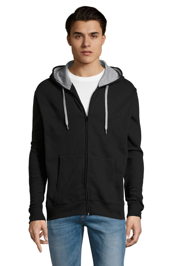 Sweat zippé homme SOL'S SOUL, bicolore, capuche