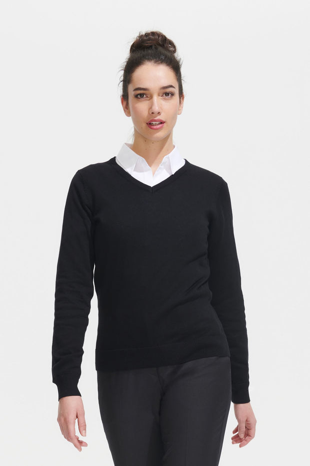 Pull SOL'S GALAXY WOMEN, col V, coton, élégant.